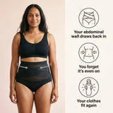 The postpartum support brief worn, front view