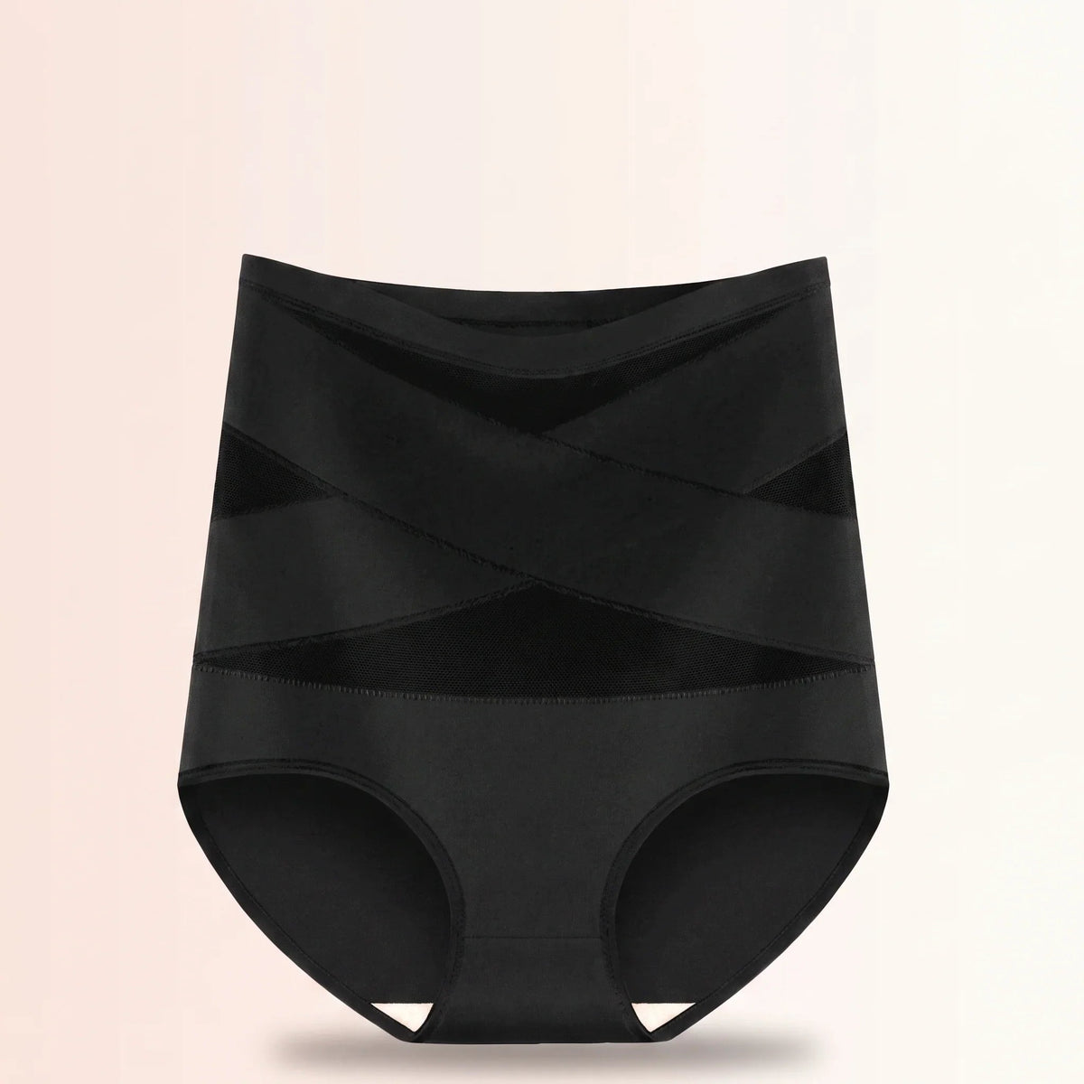 Black high-waisted postpartum support brief with 360 cross bands